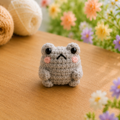 Handmade Crochet Cute Frog Plushie Collection | Soft Velvet Amigurumi Stuffed Animal Set