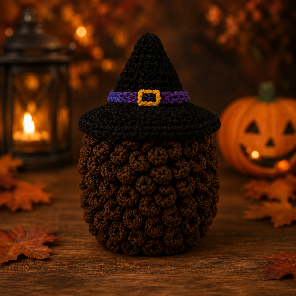 Spooky-Cute Crochet Witch Hedgehog Plushie | Handmade Amigurumi Halloween Stuffed Animal