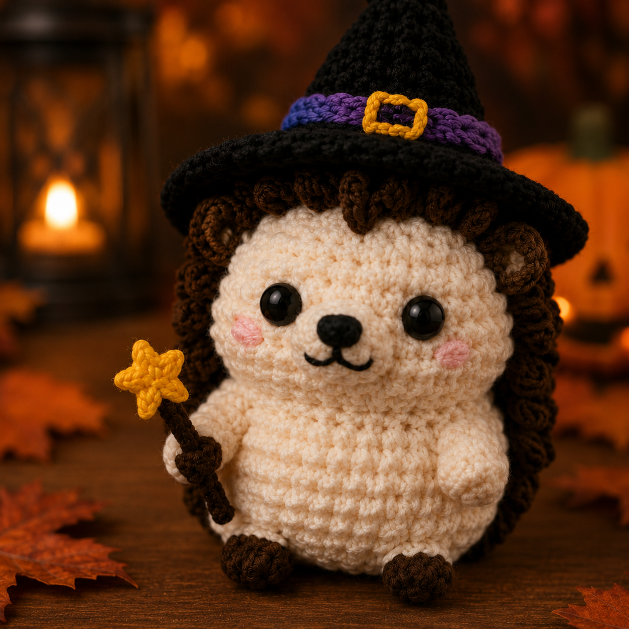 Spooky-Cute Crochet Witch Hedgehog Plushie | Handmade Amigurumi Halloween Stuffed Animal
