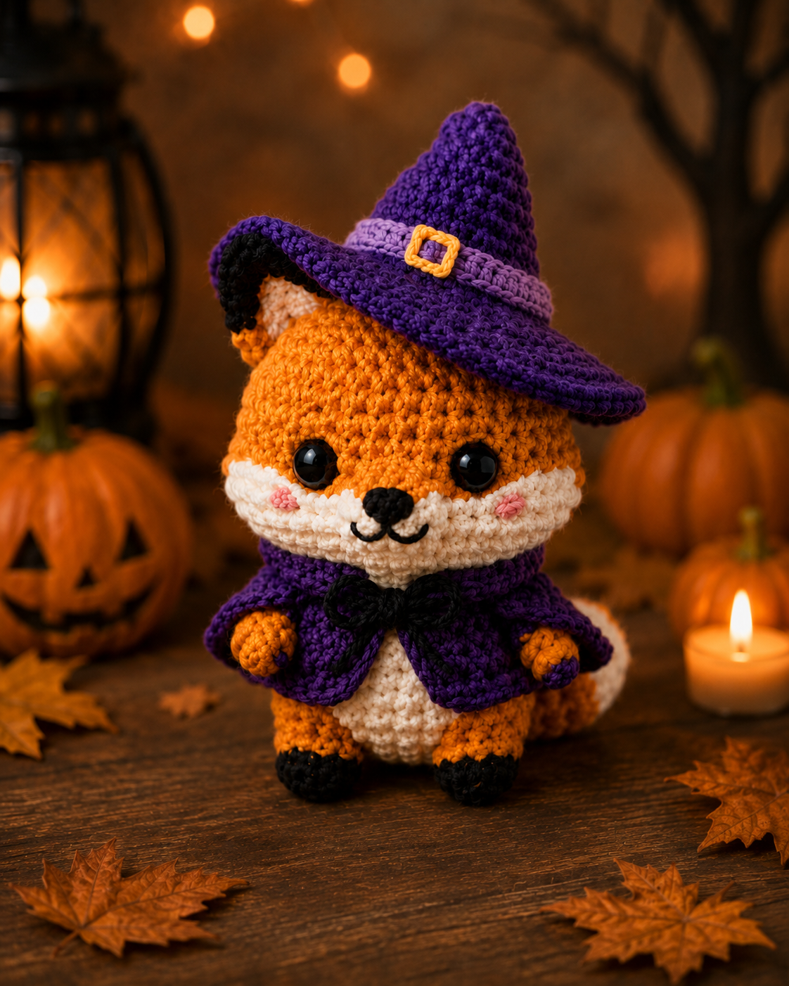 Spooky-Cute Crochet Witch Fox Plushie | Handmade Amigurumi Halloween Stuffed Animal