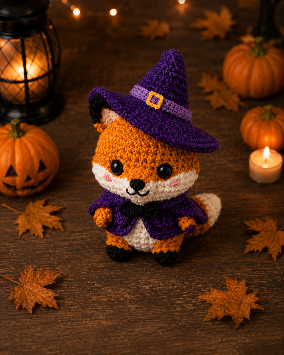 Spooky-Cute Crochet Witch Fox Plushie | Handmade Amigurumi Halloween Stuffed Animal