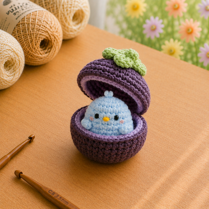 Handmade Crochet Fruit Pod Animals Plushie Collection | Surprise Amigurumi Stuffed Toy Set