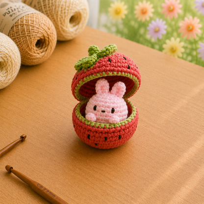 Handmade Crochet Fruit Pod Animals Plushie Collection | Surprise Amigurumi Stuffed Toy Set