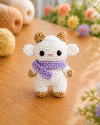 Handmade Crochet Goat Keychain | Adorable Farm Animal Bag Charm & Keyring