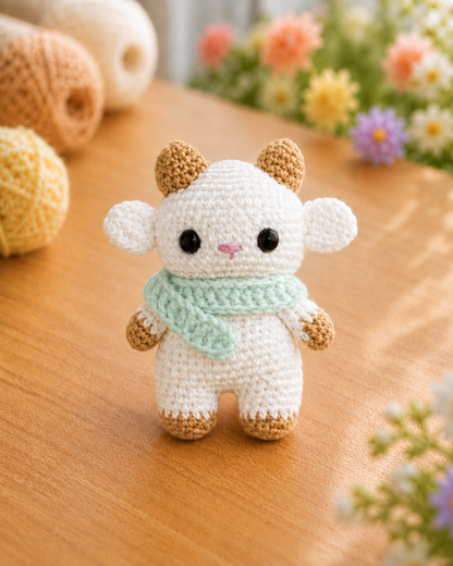 Handmade Crochet Goat Keychain | Adorable Farm Animal Bag Charm & Keyring