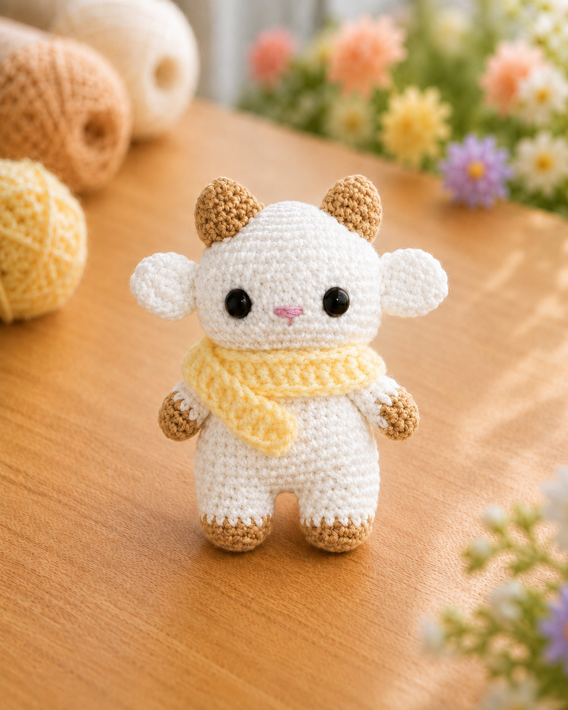 Handmade Crochet Goat Keychain | Adorable Farm Animal Bag Charm & Keyring
