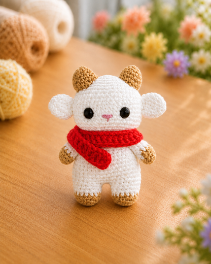 Handmade Crochet Goat Keychain | Adorable Farm Animal Bag Charm & Keyring