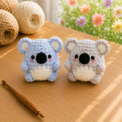 Handmade Crochet Koala Plushie Collection | Soft Velvet Amigurumi Stuffed Animal Set