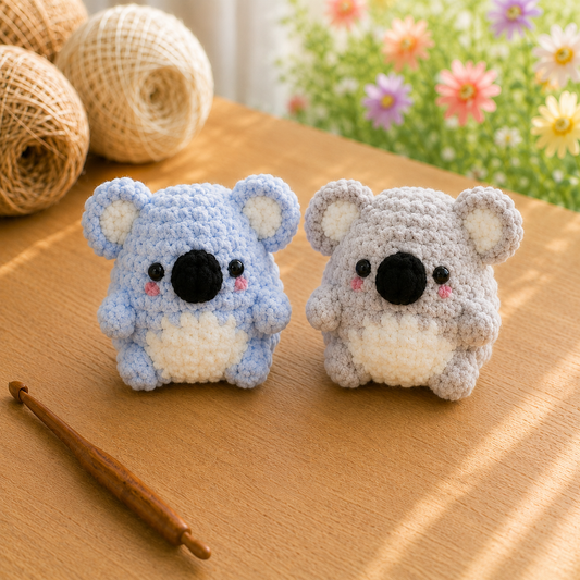 Handmade Crochet Koala Plushie Collection | Soft Velvet Amigurumi Stuffed Animal Set