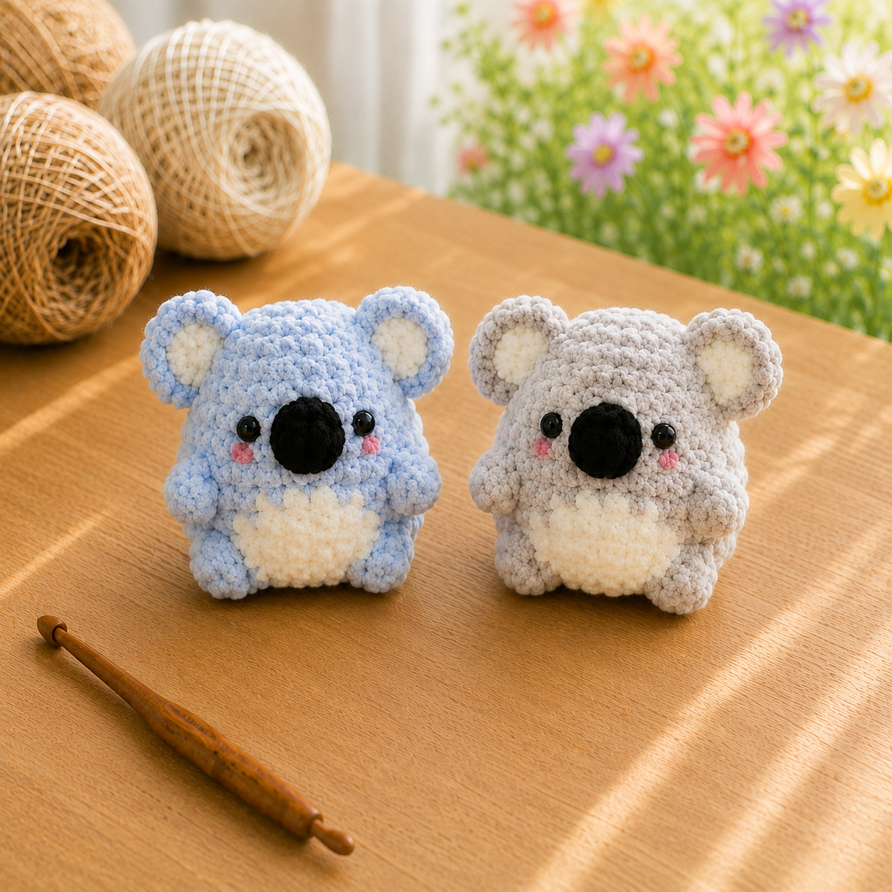 Handmade Crochet Koala Plushie Collection | Soft Velvet Amigurumi Stuffed Animal Set
