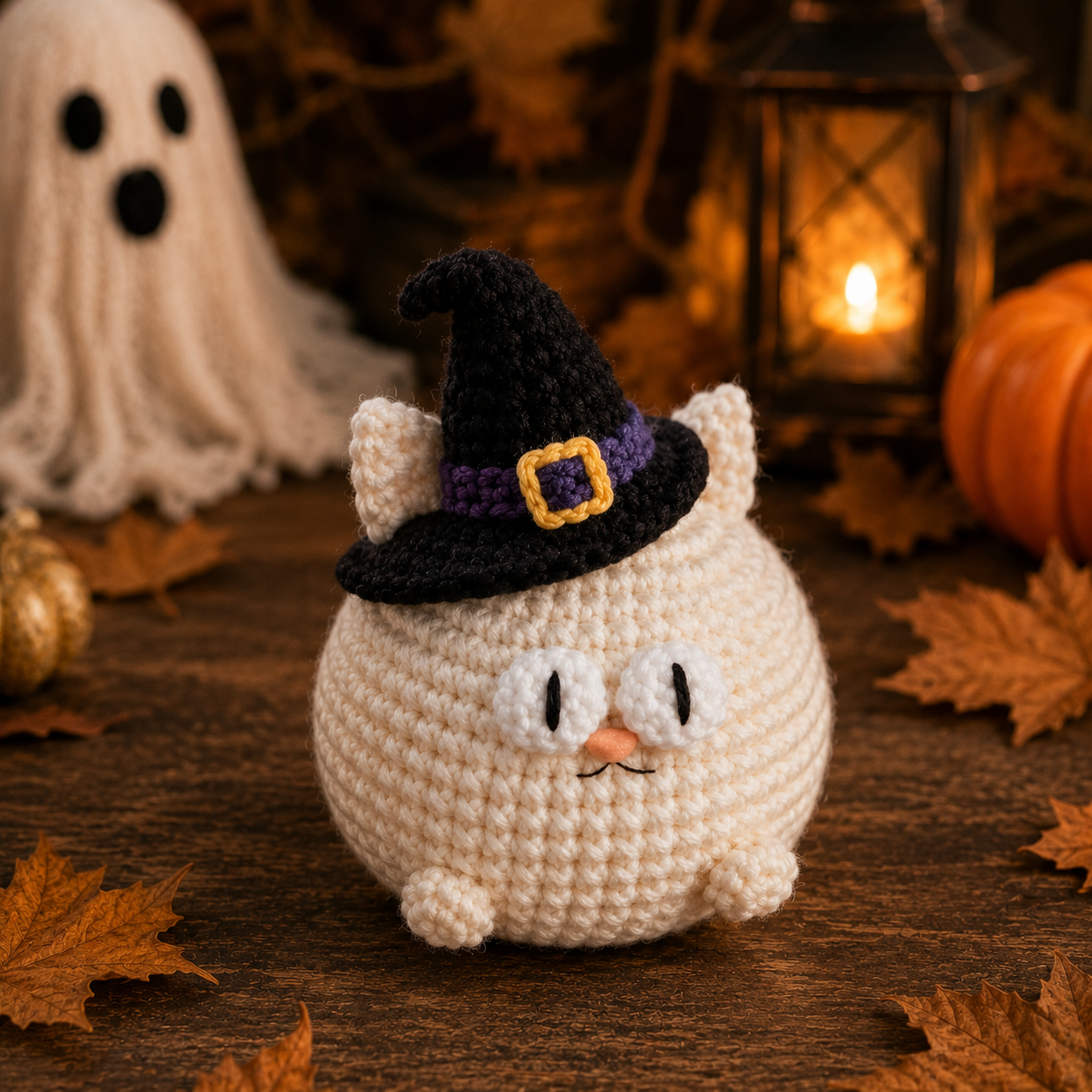 Handmade Crochet Halloween Witch Cat Plushie Collection | Spooky Cute Amigurumi Stuffed Animal Set