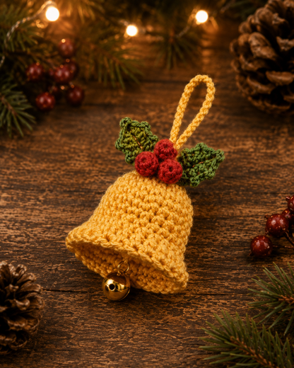 Festive Crochet Christmas Bell Ornament | Handmade Amigurumi Holiday Tree Hanging Decoration