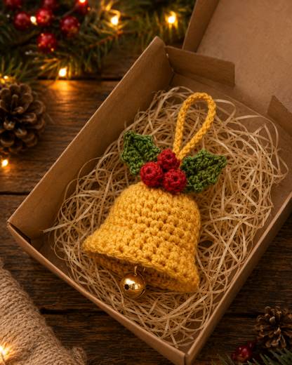 Festive Crochet Christmas Bell Ornament | Handmade Amigurumi Holiday Tree Hanging Decoration