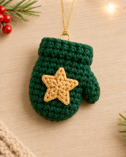 Festive Crochet Christmas Mitten Ornaments Set | Handmade Amigurumi Holiday Tree Hanging Decorations