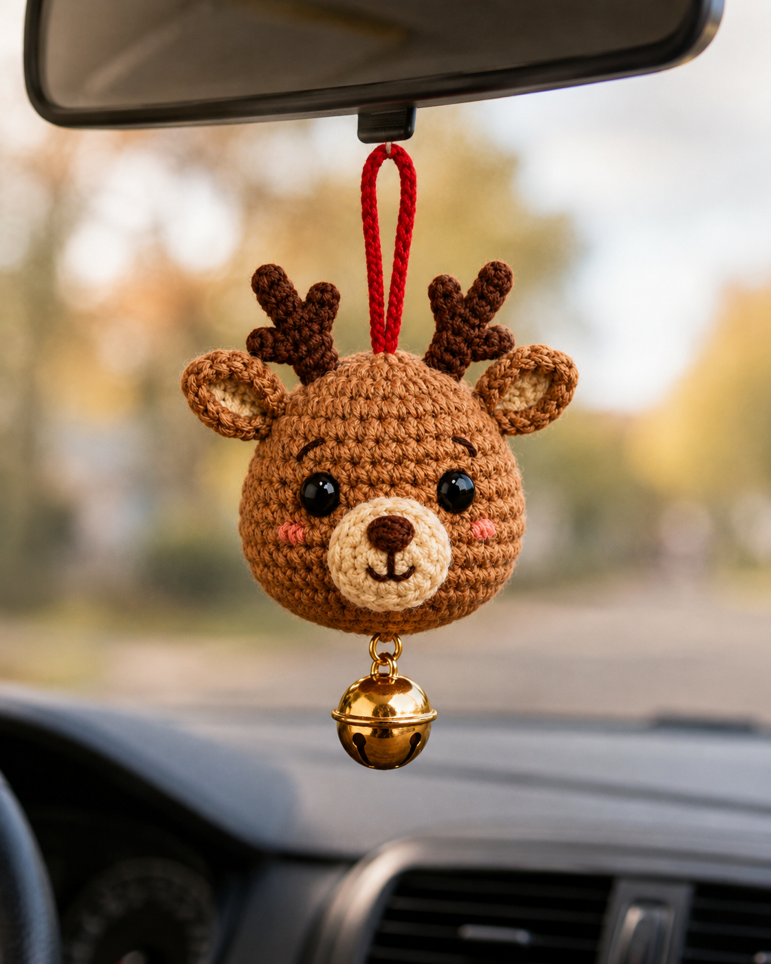 Festive Crochet Christmas Reindeer Ornament | Handmade Amigurumi Holiday Tree Hanging Decoration