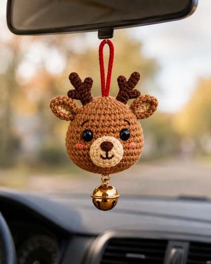 Festive Crochet Christmas Reindeer Ornament | Handmade Amigurumi Holiday Tree Hanging Decoration