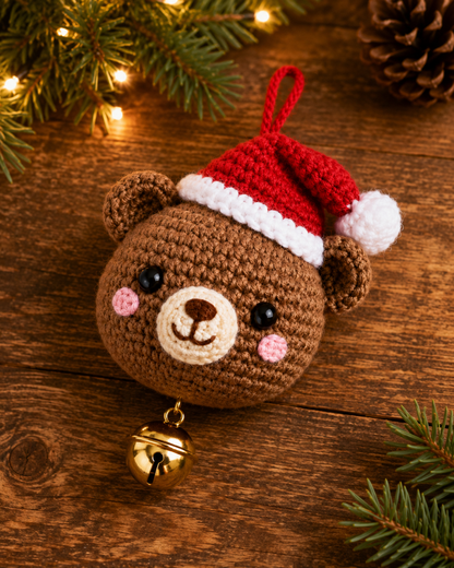 Festive Crochet Christmas Bear Ornament | Handmade Amigurumi Holiday Tree Hanging Decoration