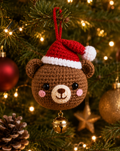 Festive Crochet Christmas Bear Ornament | Handmade Amigurumi Holiday Tree Hanging Decoration