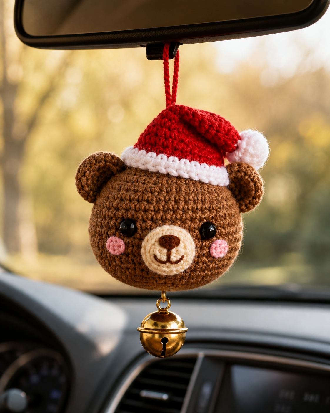 Festive Crochet Christmas Bear Ornament | Handmade Amigurumi Holiday Tree Hanging Decoration