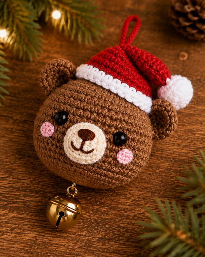 Festive Crochet Christmas Bear Ornament | Handmade Amigurumi Holiday Tree Hanging Decoration