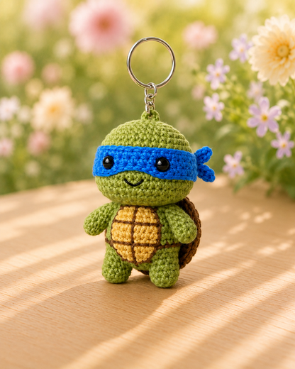 Handmade Crochet Teenage Mutant Ninja Turtles Keychain Set | Amigurumi TMNT Bag Charms
