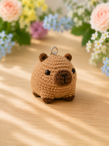 Festive Crochet Capybara Keychain Collection (12 Designs) | Handmade Amigurumi Bag Charm & Keyring