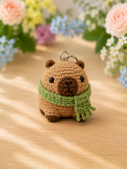 Festive Crochet Capybara Keychain Collection (12 Designs) | Handmade Amigurumi Bag Charm & Keyring