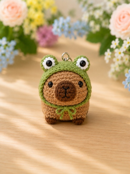 Festive Crochet Capybara Keychain Collection (12 Designs) | Handmade Amigurumi Bag Charm & Keyring