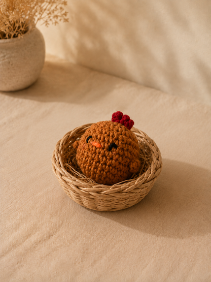 Handmade Crochet Fluffy Chick Plushies Basket Set | Amigurumi Farm Animal Toys & Decor