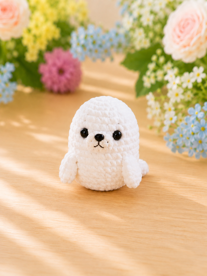 Handmade Crochet Baby Seal Plushies Set | Soft Velvet Amigurumi Stuffed Animal Toys