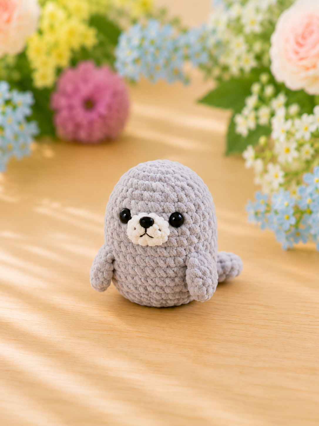 Handmade Crochet Baby Seal Plushies Set | Soft Velvet Amigurumi Stuffed Animal Toys