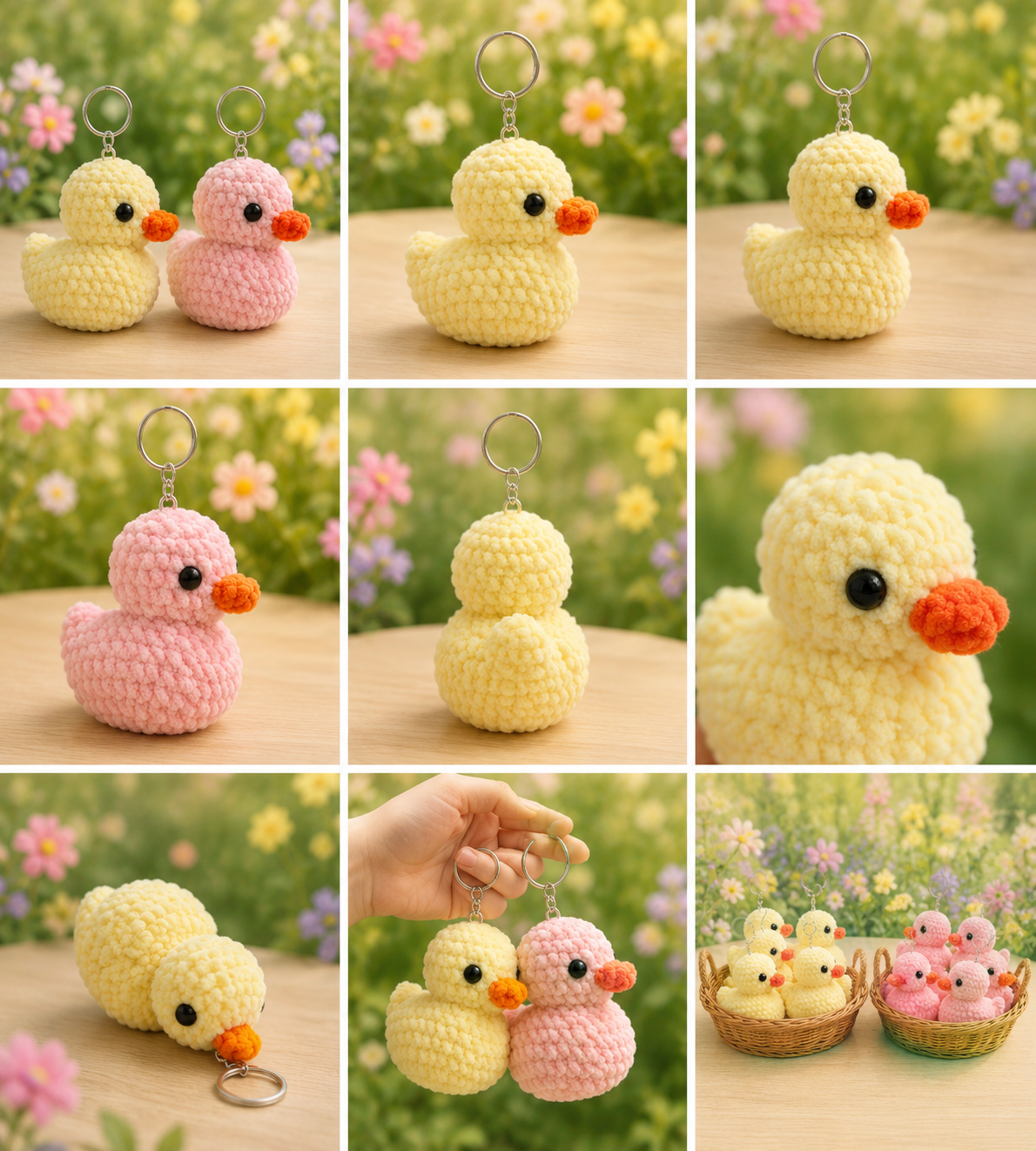 Handmade Crochet Duck Plushie Couple Set | Soft Velvet Amigurumi Stuffed Animal Toys