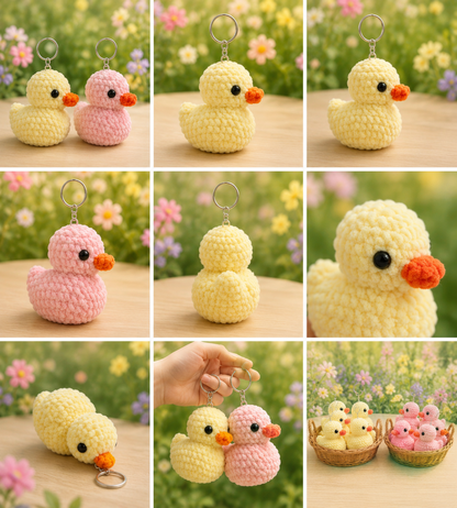 Handmade Crochet Duck Plushie Couple Set | Soft Velvet Amigurumi Stuffed Animal Toys