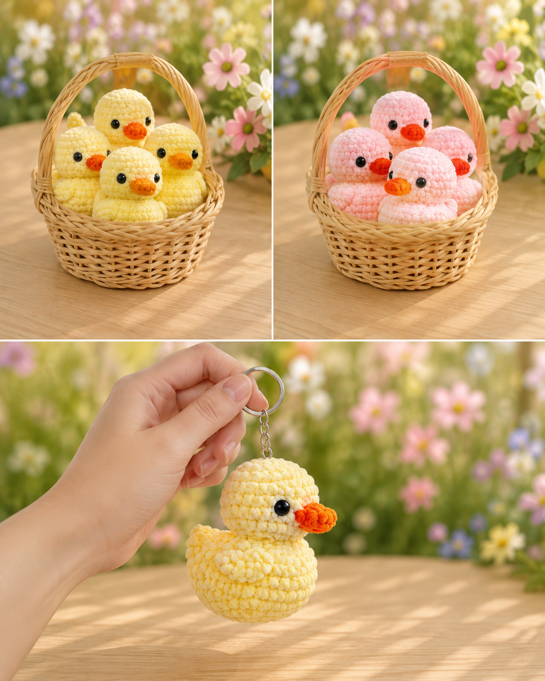 Handmade Crochet Duck Plushie Couple Set | Soft Velvet Amigurumi Stuffed Animal Toys