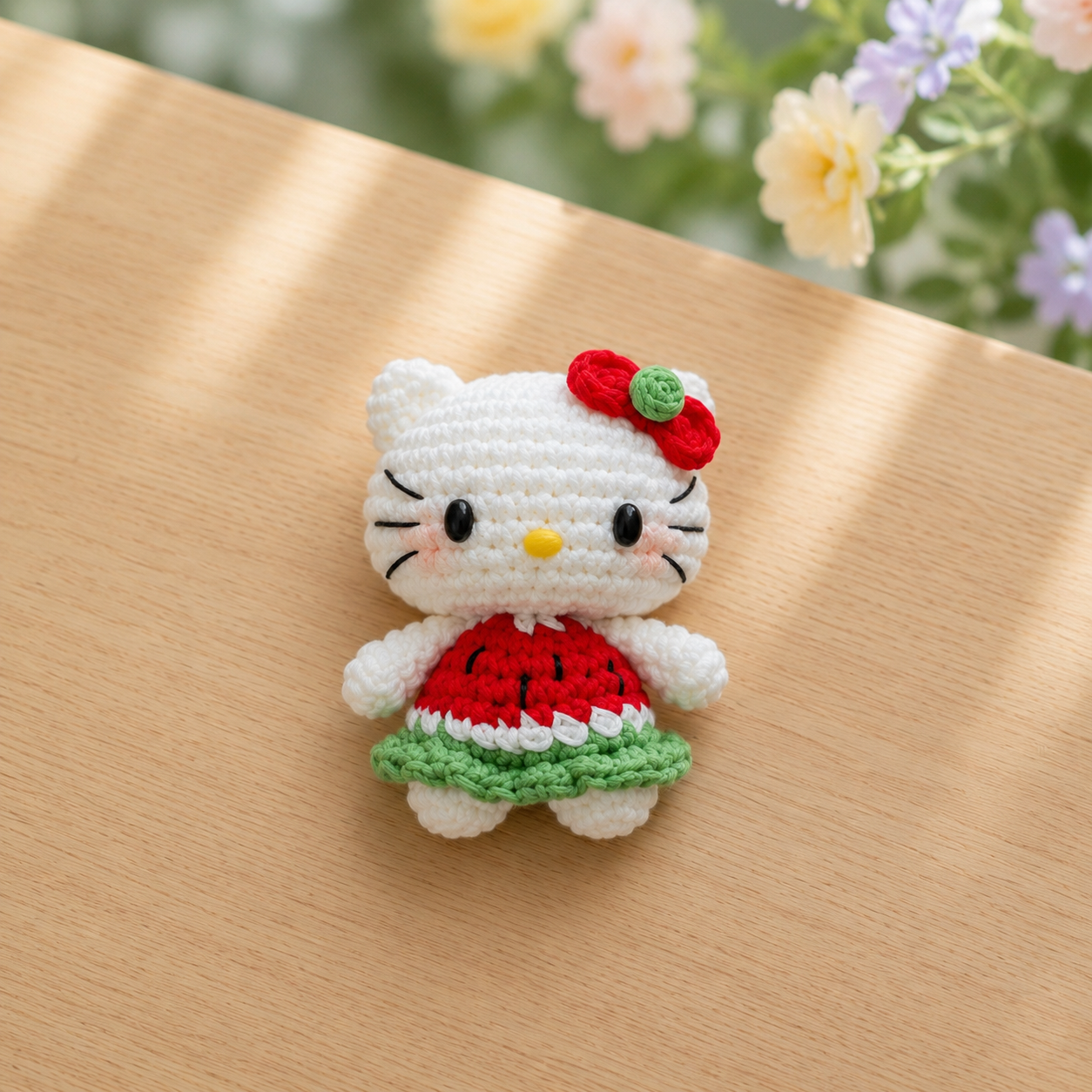 Cute Bow Cat in Dress Crochet Plush | Handmade Amigurumi Kitty Stuffed Toy