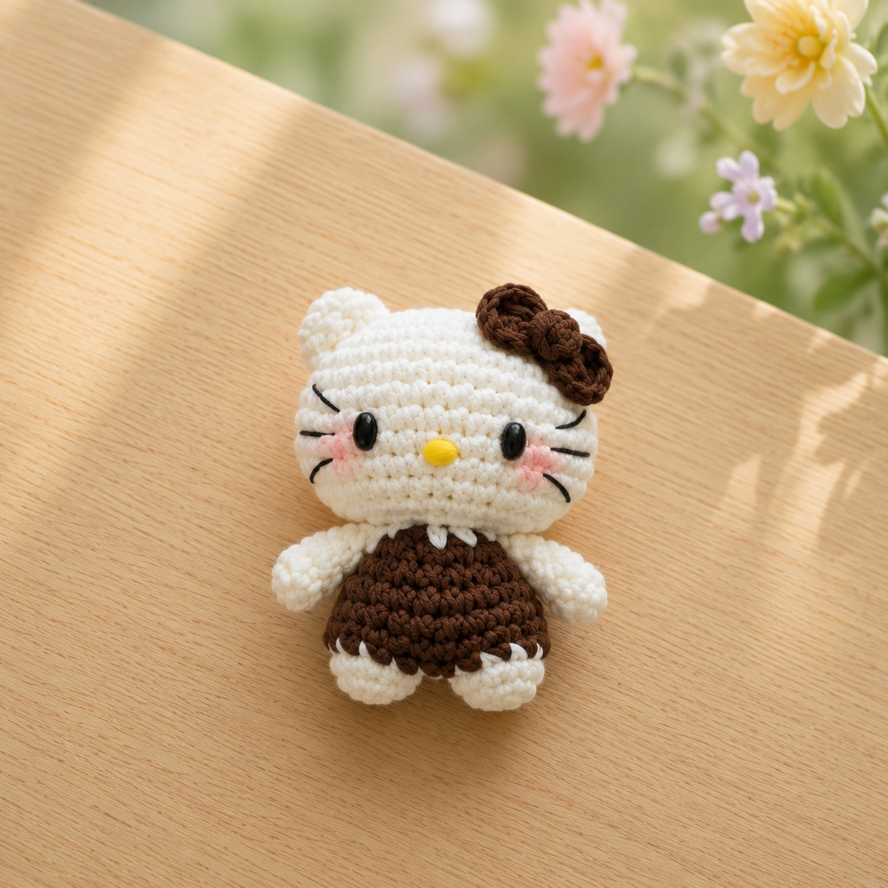 Cute Bow Cat in Dress Crochet Plush | Handmade Amigurumi Kitty Stuffed Toy