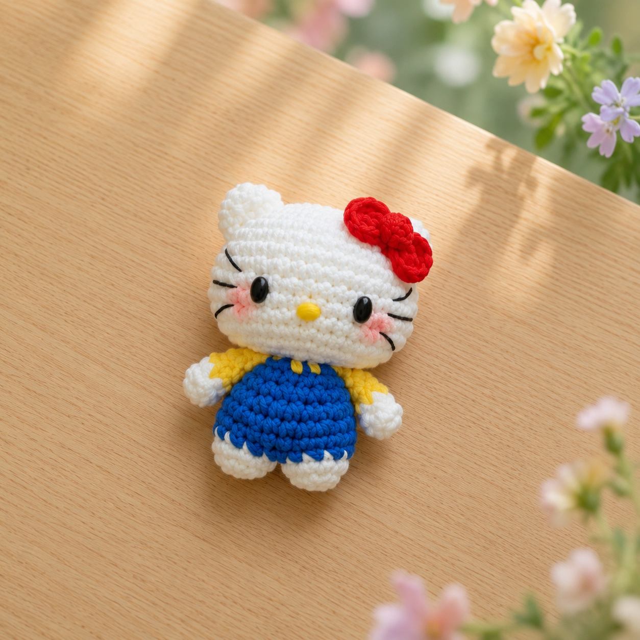 Cute Bow Cat in Dress Crochet Plush | Handmade Amigurumi Kitty Stuffed Toy