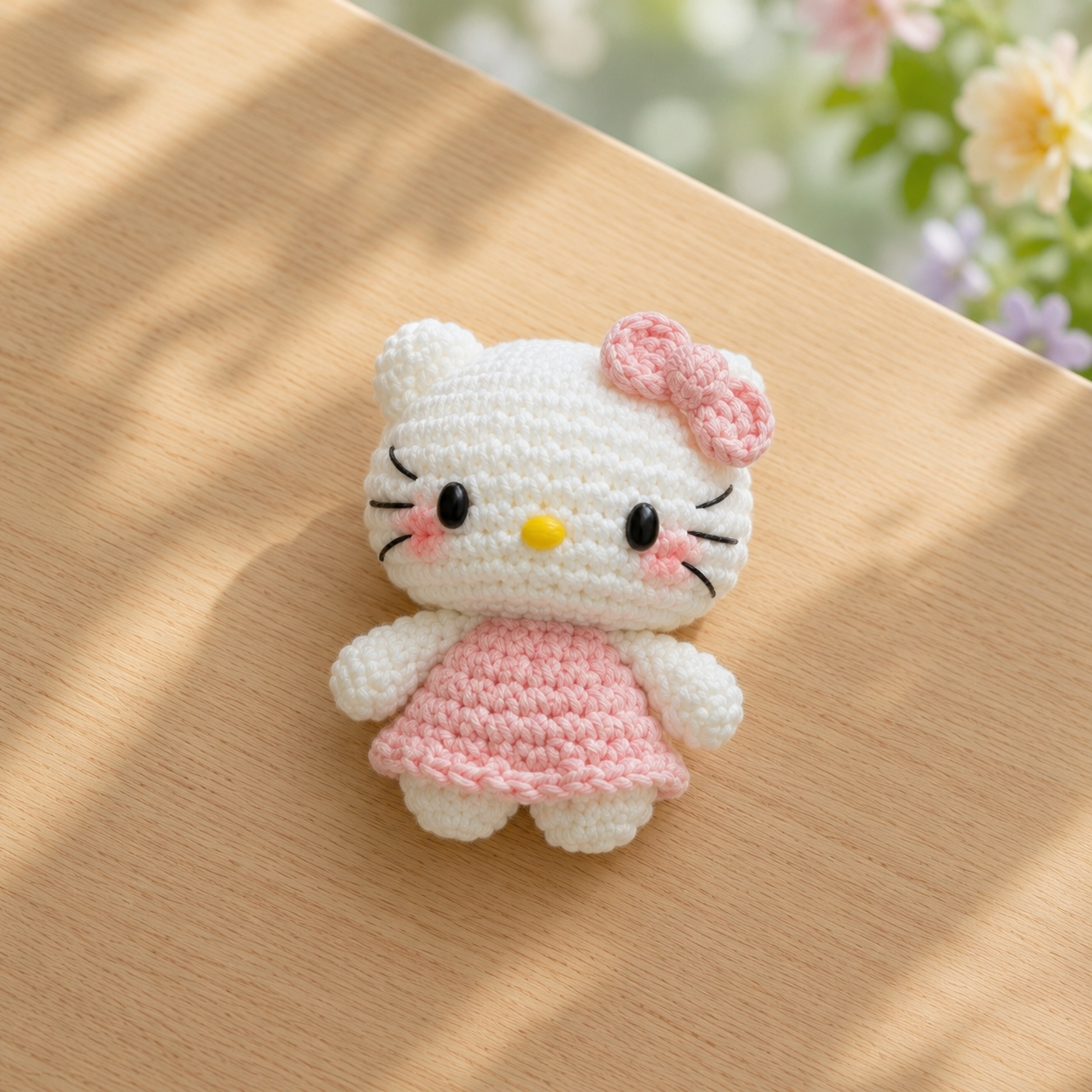 Cute Bow Cat in Dress Crochet Plush | Handmade Amigurumi Kitty Stuffed Toy