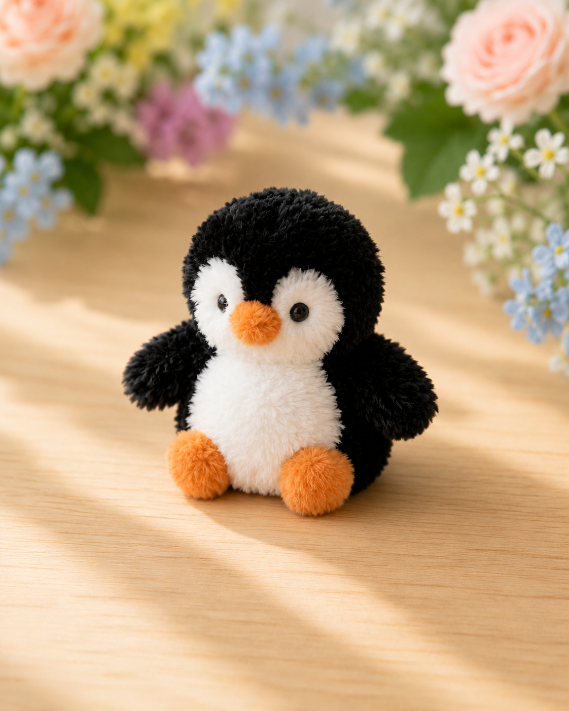 Fluffy Crochet Penguin Keychain | Handmade Velvet Amigurumi Animal Bag Charm