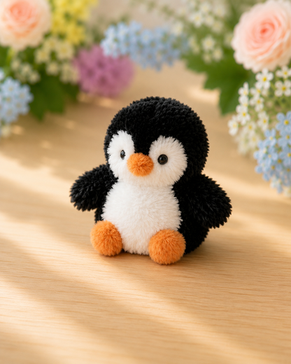 Fluffy Crochet Penguin Keychain | Handmade Velvet Amigurumi Animal Bag Charm