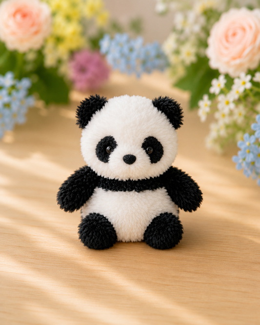 Fluffy Panda Crochet Plushie | Velvet Amigurumi Stuffed Animal Toy