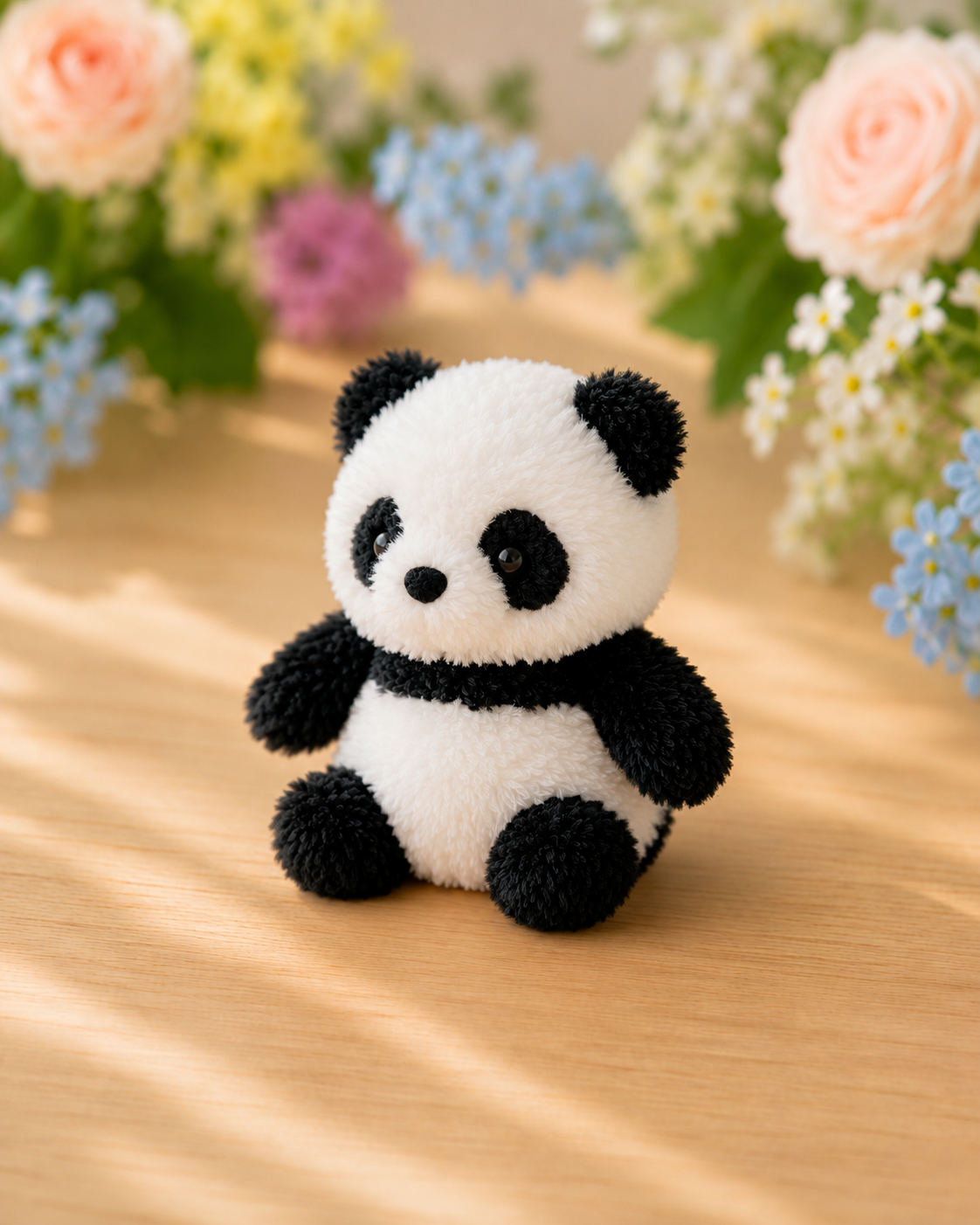 Fluffy Panda Crochet Plushie | Velvet Amigurumi Stuffed Animal Toy