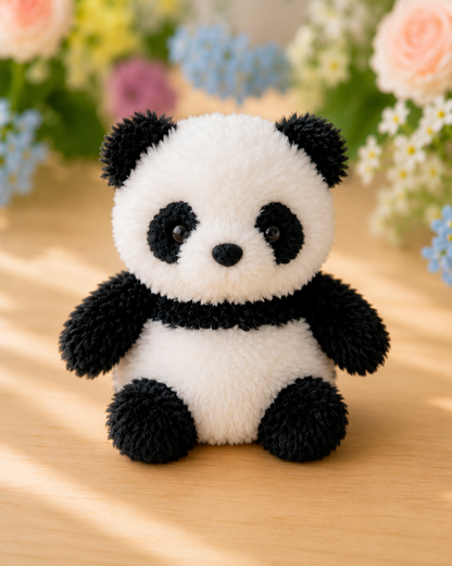 Fluffy Panda Crochet Plushie | Velvet Amigurumi Stuffed Animal Toy