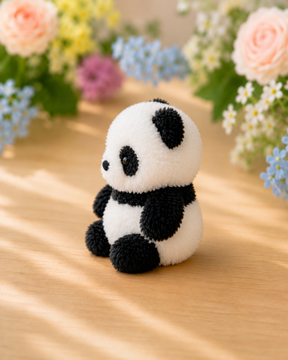 Fluffy Panda Crochet Plushie | Velvet Amigurumi Stuffed Animal Toy