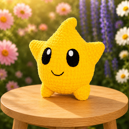 Fluffy Crochet Star Sprite Plushie | Velvet Amigurumi Stuffed Star Toy
