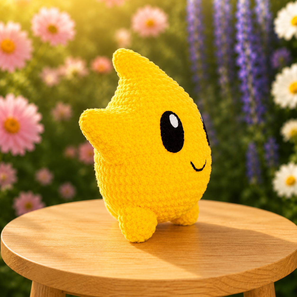 Fluffy Crochet Star Sprite Plushie | Velvet Amigurumi Stuffed Star Toy