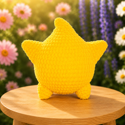 Fluffy Crochet Star Sprite Plushie | Velvet Amigurumi Stuffed Star Toy