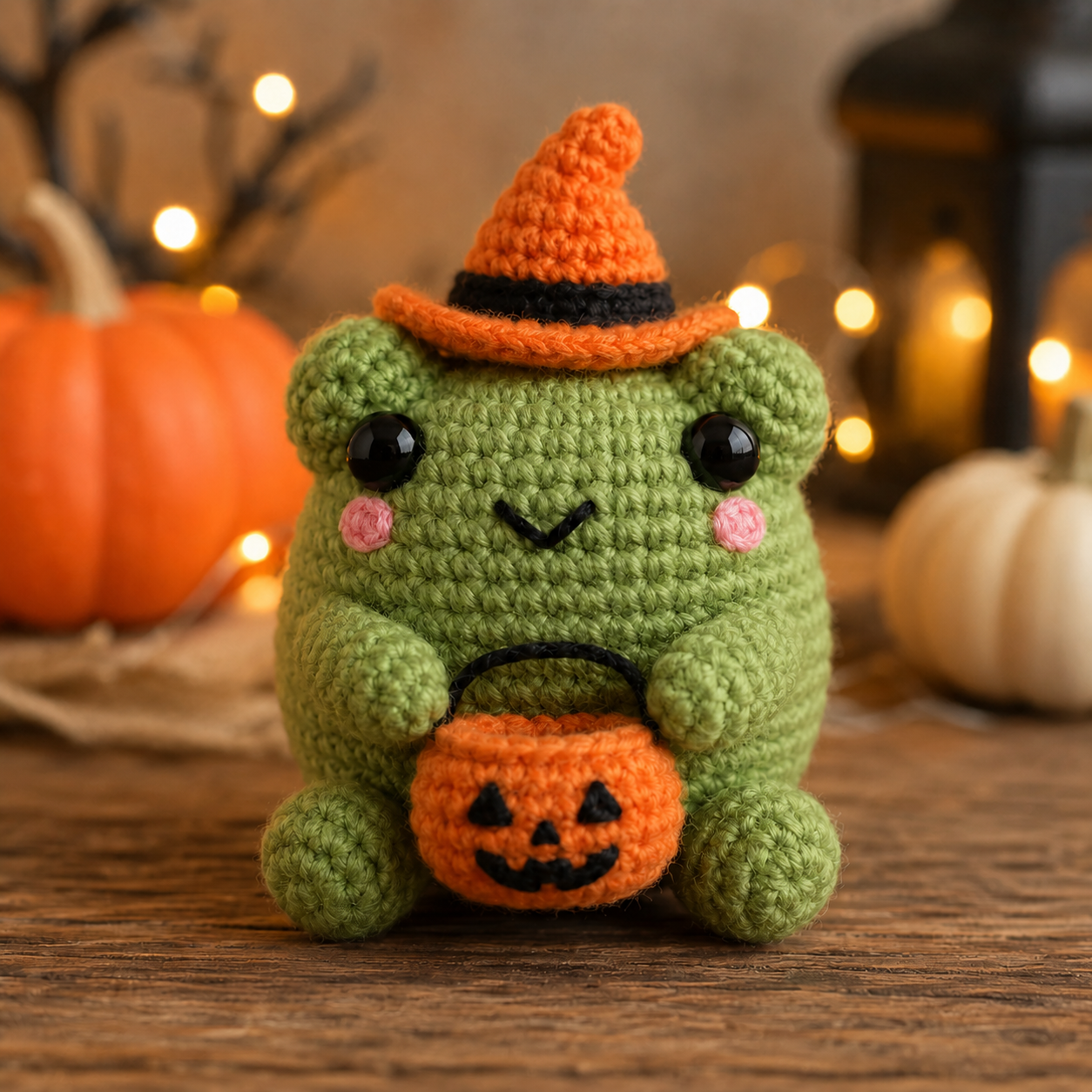 Spooky-Cute Crochet Witch Frog Plushie | Handmade Amigurumi Halloween Stuffed Animal
