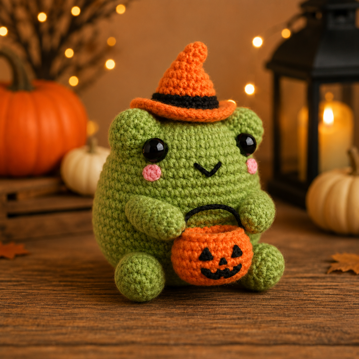 Spooky-Cute Crochet Witch Frog Plushie | Handmade Amigurumi Halloween Stuffed Animal