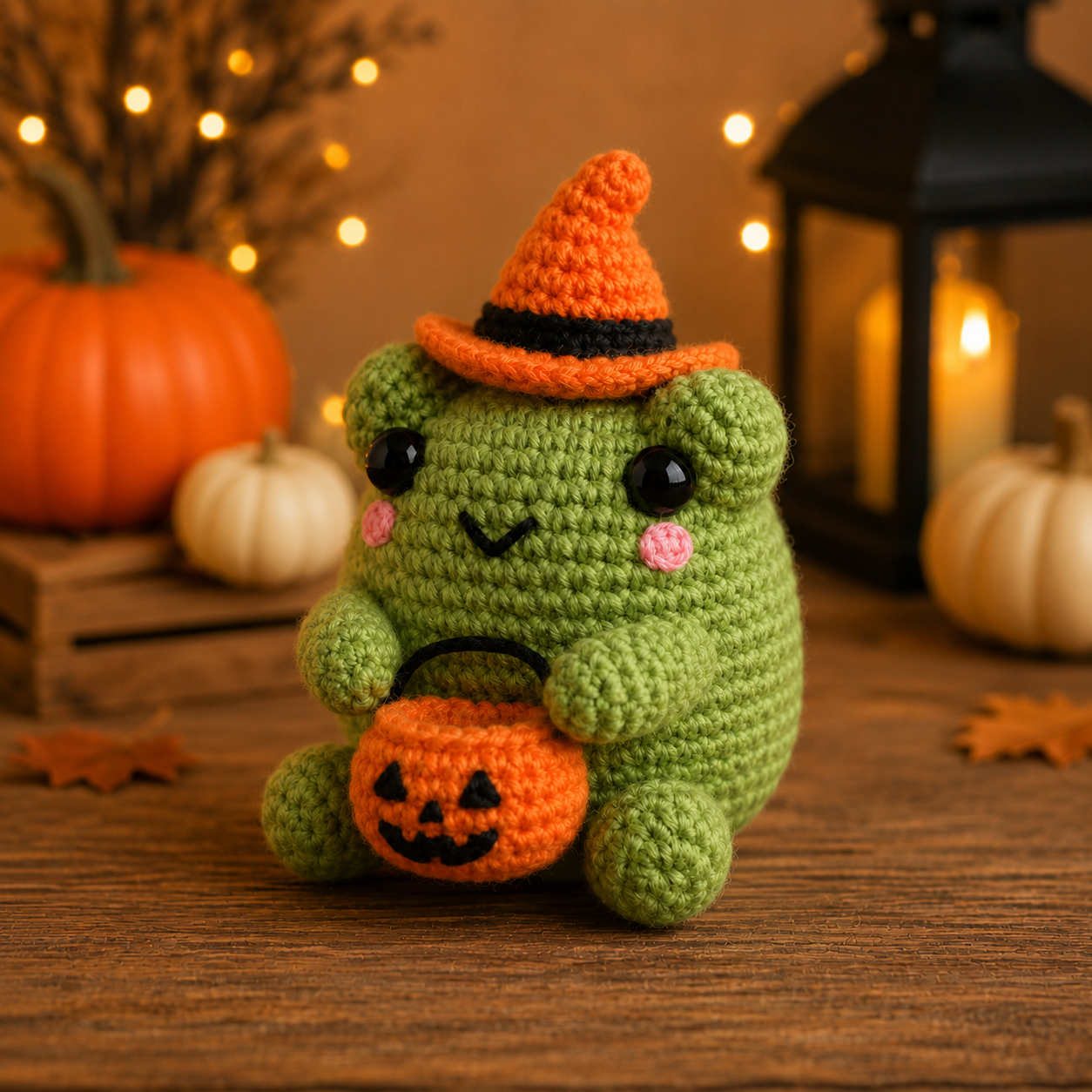 Spooky-Cute Crochet Witch Frog Plushie | Handmade Amigurumi Halloween Stuffed Animal